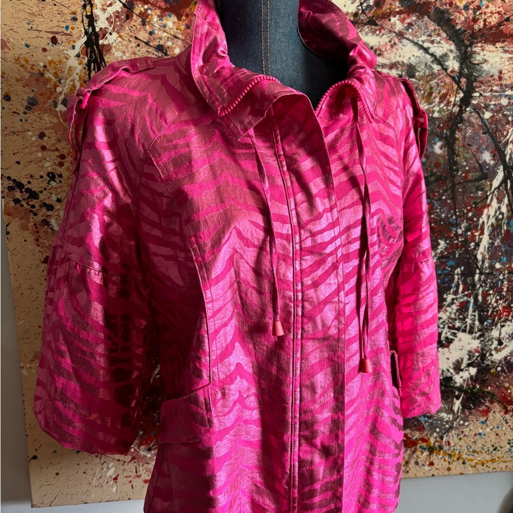 Vintage Vibrant Metallic Pink Zebra Print Jacket